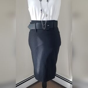 Charlotte Russe Classic Black Pencil Skirt with Matching Belt Size 6